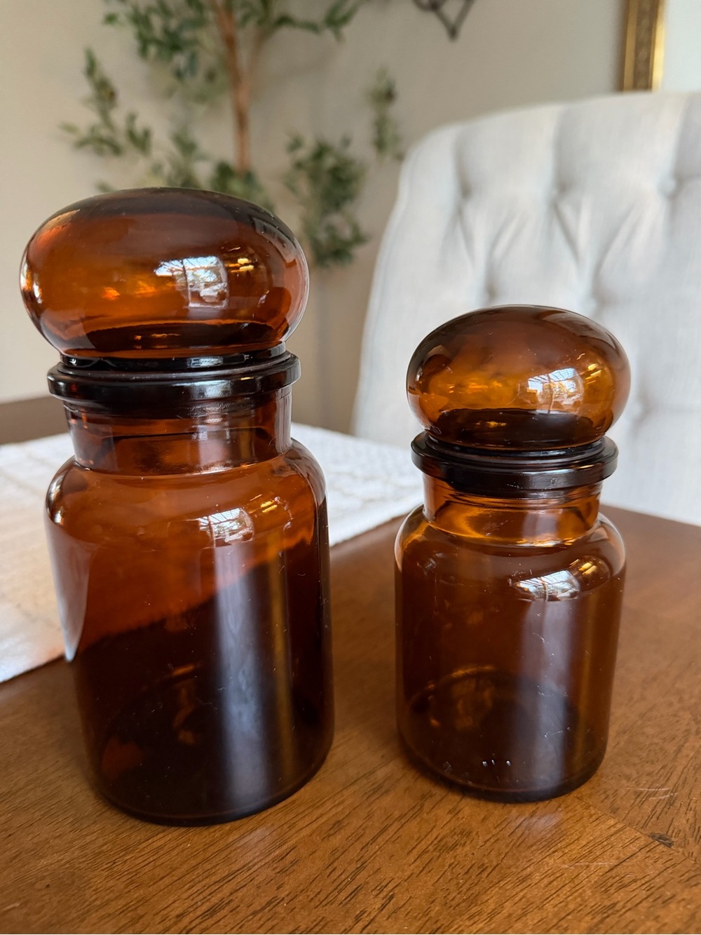 Amber Glass Apothecary Jars Set - Home Accents